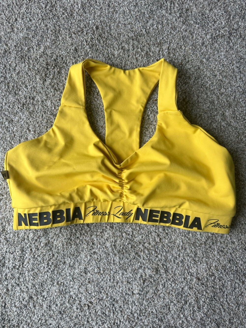 NEBBIA Yellow Racerback Sports Bra with Branded Elastic